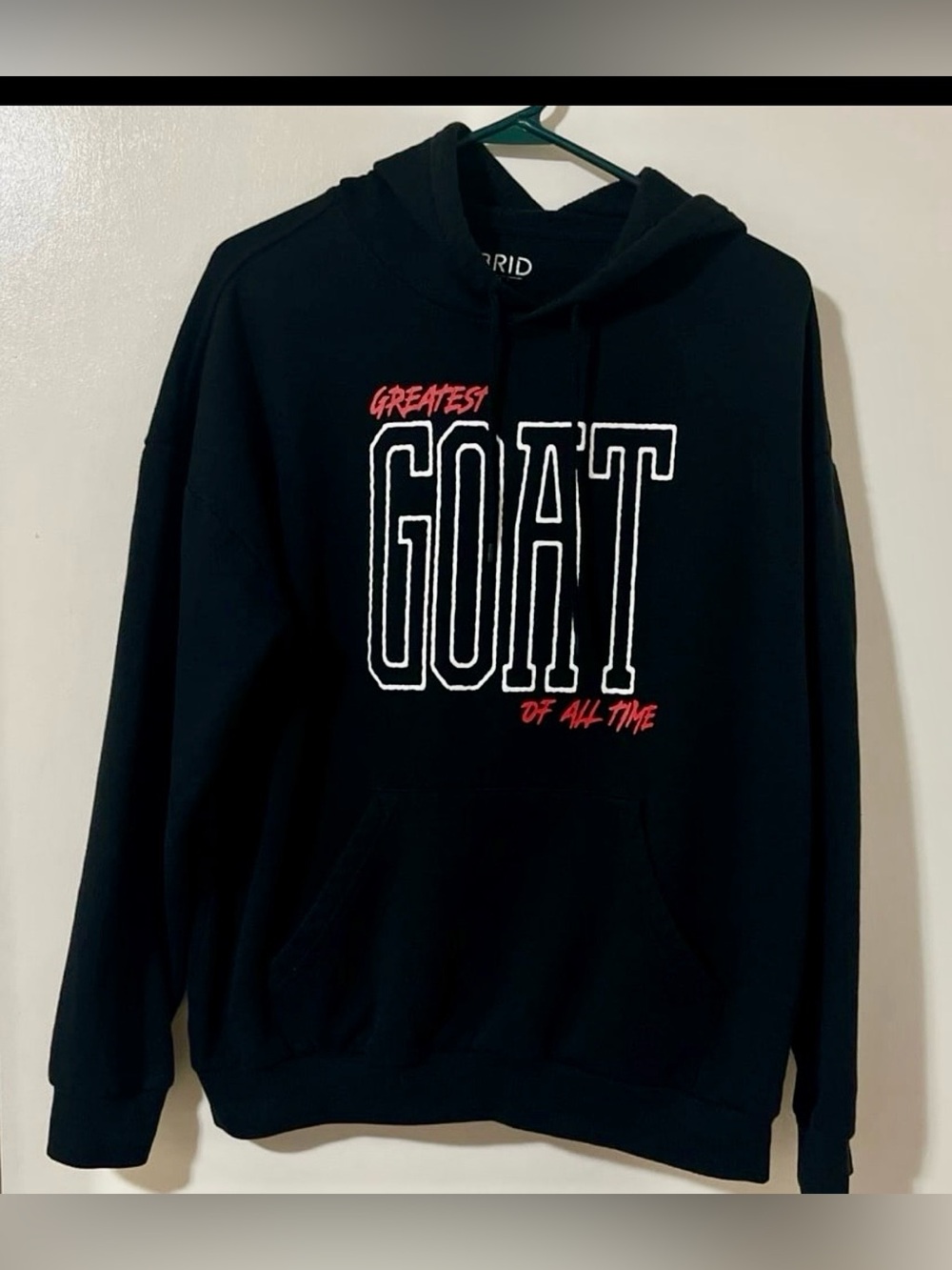Hybrid Apparel Men’s Black GOAT Hoodie with Red Accent